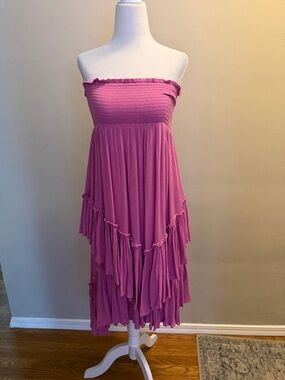 Free People Strapless Tiered Magenta Dress/Skirt